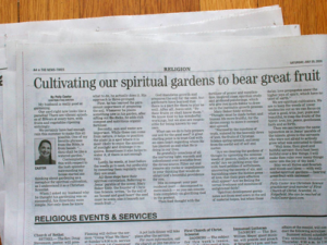 Today’s Newspaper Article By Me: Spiritual Cultivation