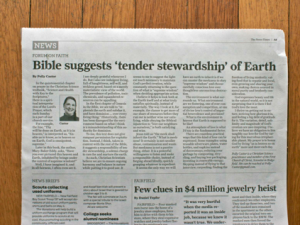 Today’s Newspaper Article by Me about Earth Day