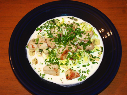 recipe for sea scallops,  scallops and leeks