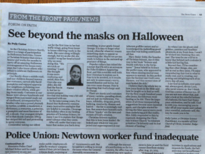 My Newspaper Article: See Beyond the Masks on Halloween