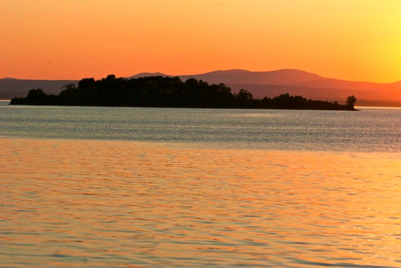 Sunset on lake