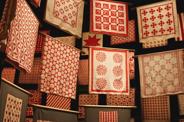Red and white quilts