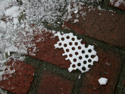 Shoe prints of snow