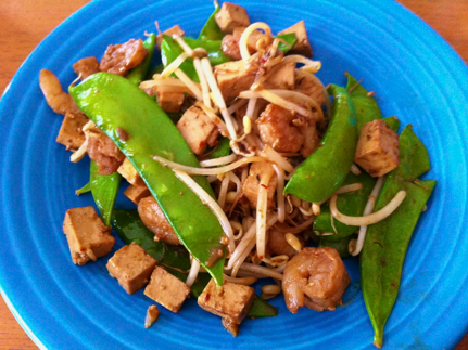 Tofu with Shrimp, stir fry with shrimp and vegetables