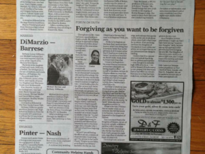 My Newspaper Article on Forgiveness