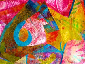 Two Printed Tissue Paper Collages
