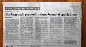 My Newspaper Article: Finding Each Person’s Unique Brand of Specialness ...