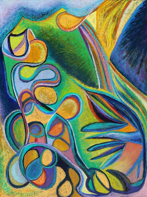 Meandering Curiosity (abstract expressionist pastel painting) by Polly Castor