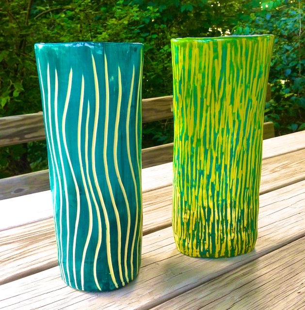 two new ceramic vases
