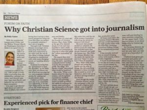Today’s Newspaper Article by Me: Why Christian Science Got into Journalism