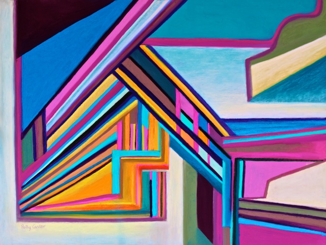House by the Bay (new abstract landscape in pastel) by Polly Castor