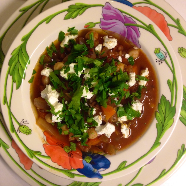 Moroccan Lentil and Chickpea Soup (Crockpot Recipe)