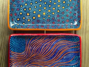 Two Oblong Ceramic Plates I Made for Father’s Day