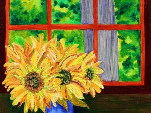 Last Camp Painting 2017: Cabin Sunflowers