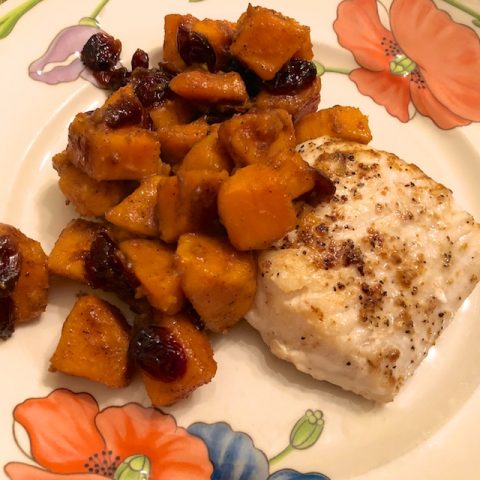 Cider Glazed Sweet Potatoes with Cranberries (Recipe)