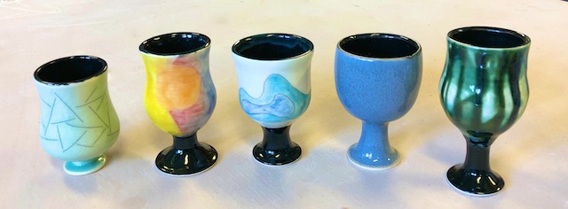 Yesterday, I drove our daughter back to school after spring break, and got to see the beginnings of the goblet and tumbler series she is working on in the ceramic's studio.