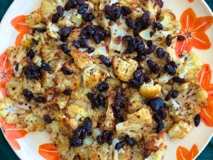 Roasted Cauliflower with Balsamic Raisins (Recipe)