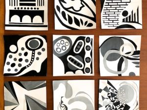Nine Black and White 8″x8″ Collages