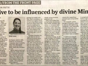 Strive to Be Influenced by Divine Mind (Newspaper Article by Polly Castor)