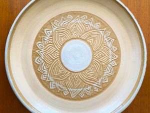 Two New Sgraffito Pottery Plates out of the Kiln