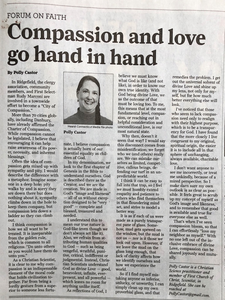 Newspaper Article on Compassion by Polly Castor