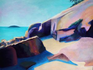 Rocks at Sand Beach, Acadia (Large Pastel Landscape Painting)