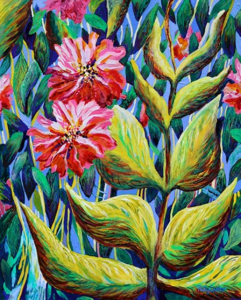 In Among the Leaves (acrylic) by Polly Castor