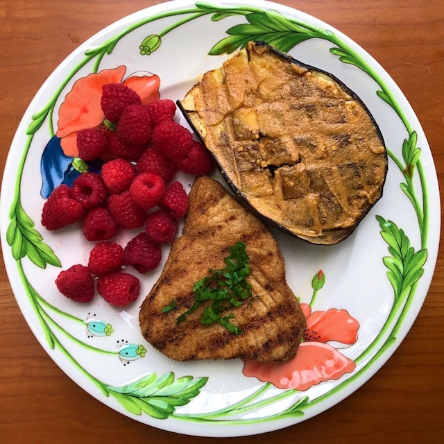 Roasted Eggplant with Harissa Tahini Sauce