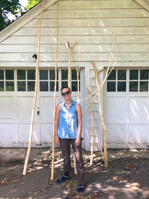 handmade warp weighted loom, loom our daughter made