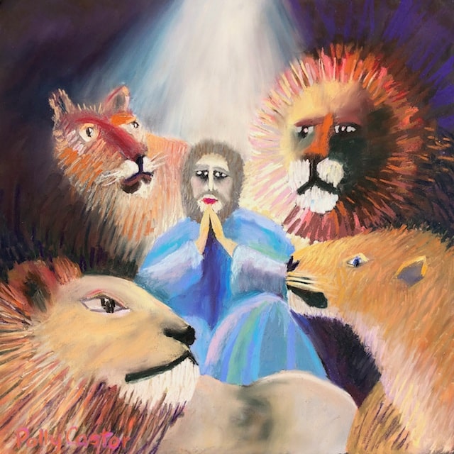 Daniel and the Lion's Den (pastel) by Polly Castor, paintings of Old Testament stories