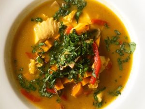 Green Curry Tilapia and Veggie Soup (Recipe)