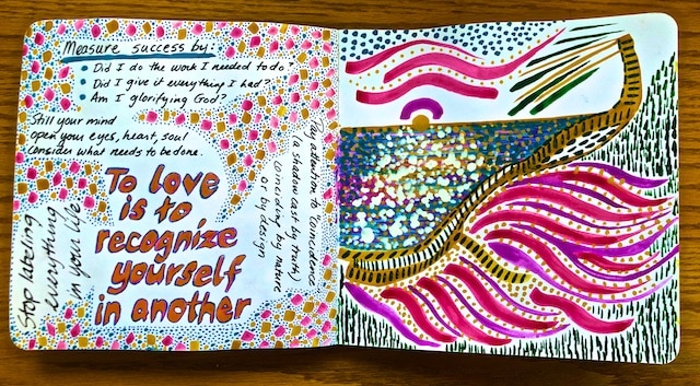 Recent artist journal pages with words