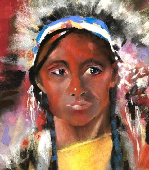 Native American (after Fechin) by Polly Castor
