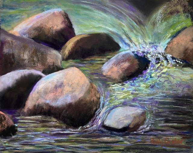 Katahdin Steam Close-up (pastel) by Polly Castor