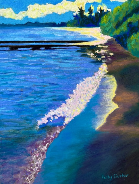 Evening Light on Long Lake, painting by Polly Castor
