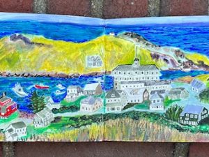 Artist Journal Page Spreads Painted on Monhegan