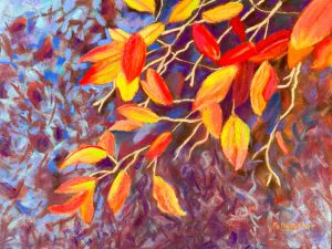 Fall Leaves over Water (New Painting in Pastel)