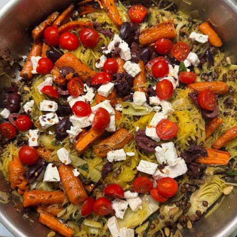 Spaghetti Squash with lentils and veggies recipe