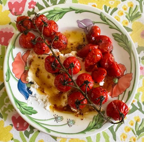 Roasted tomatoes with homemade labneh recipe