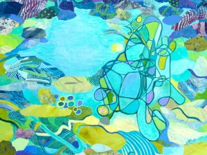 Thriving Pond (New Large Monoprint Collage)