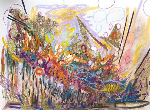 Three large mixed media studies in the fall landscape