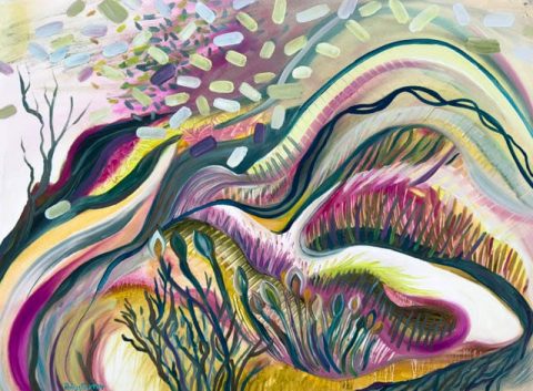 Adiron, Pomegranate, Mustard, and Straw (New Large Abstract Landscape in Oil)