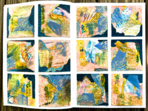 Twelve Small Collages in my Grid Journal
