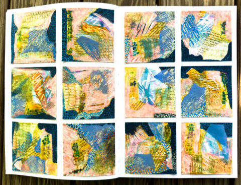 12 small collages in grid journal