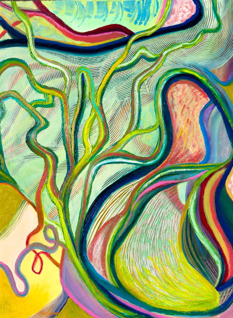 Celebrating Soil Life, abstract painting by Polly Castor