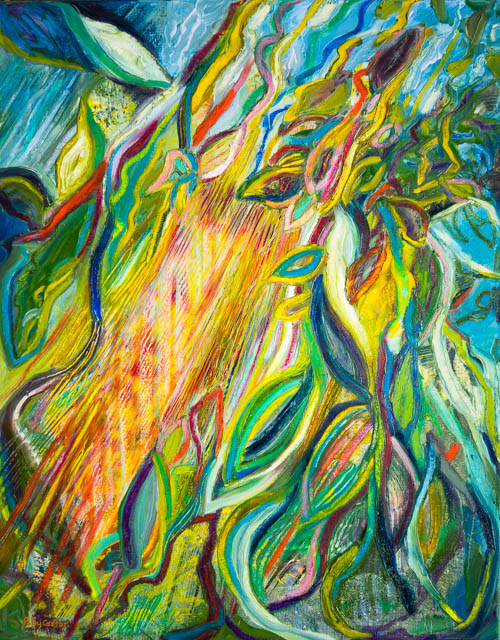 Warm Sunbeam in the Garden, oil painting by Polly Castor