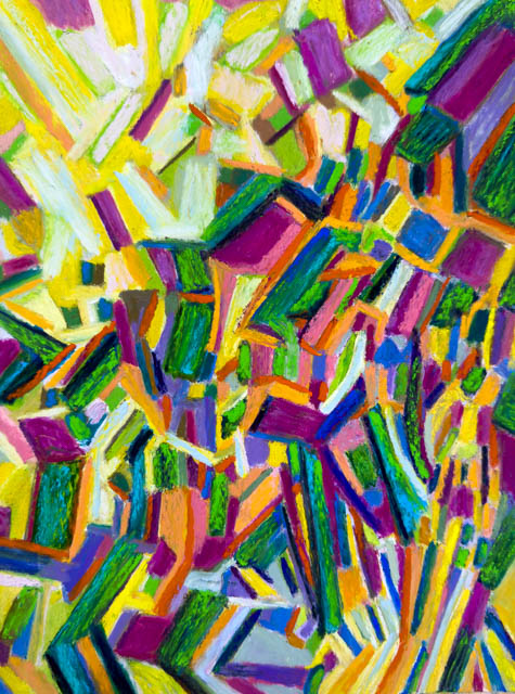 Two small abstractions in pastel by Polly Castor